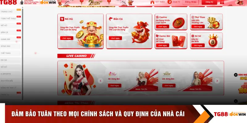 Đảm bảo tuân theo mọi chính sách và quy định của nhà cái